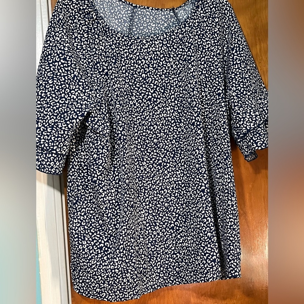 Elegant Navy and White Blouse